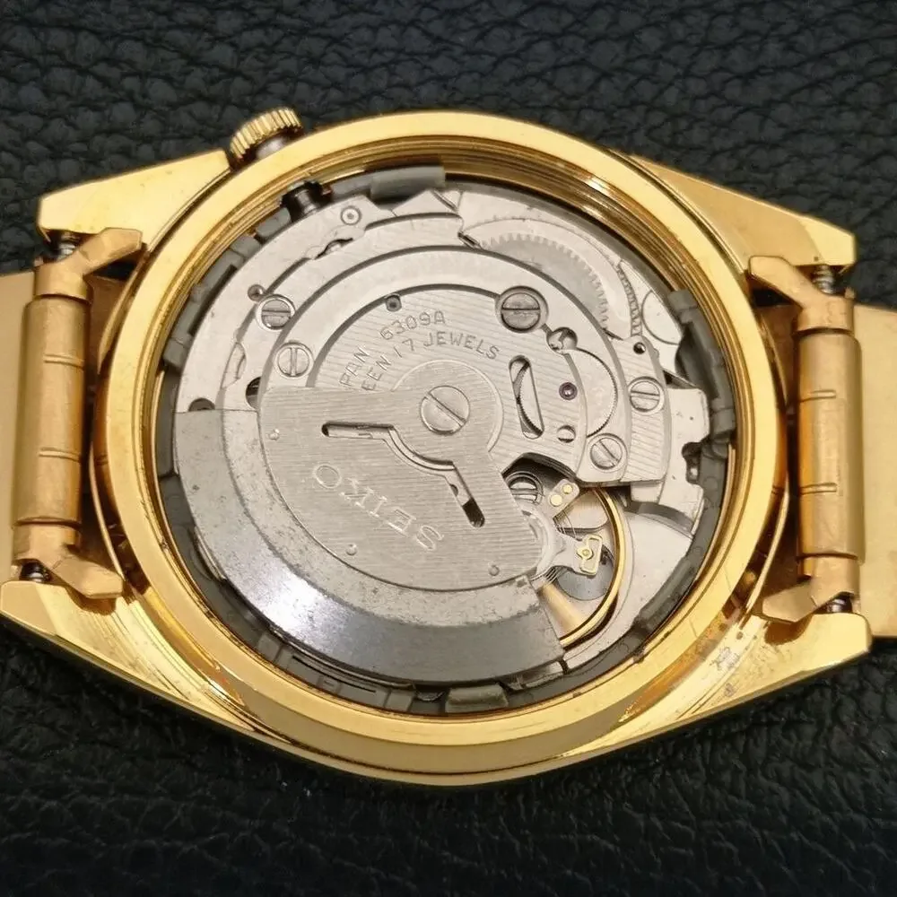 Vintage 1985 Seiko Automatic Mens Gold Watch W/daydate & White accents